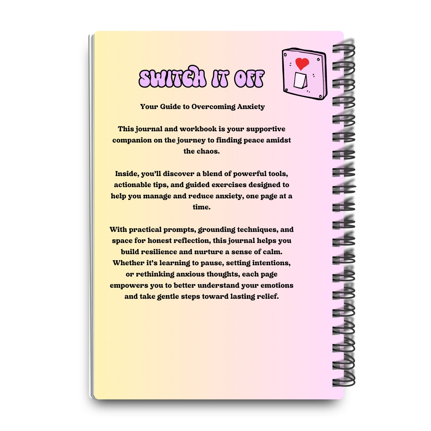 Anxiety OFF - Retro Style Spiral Bound Hardback Journal and Workbook
