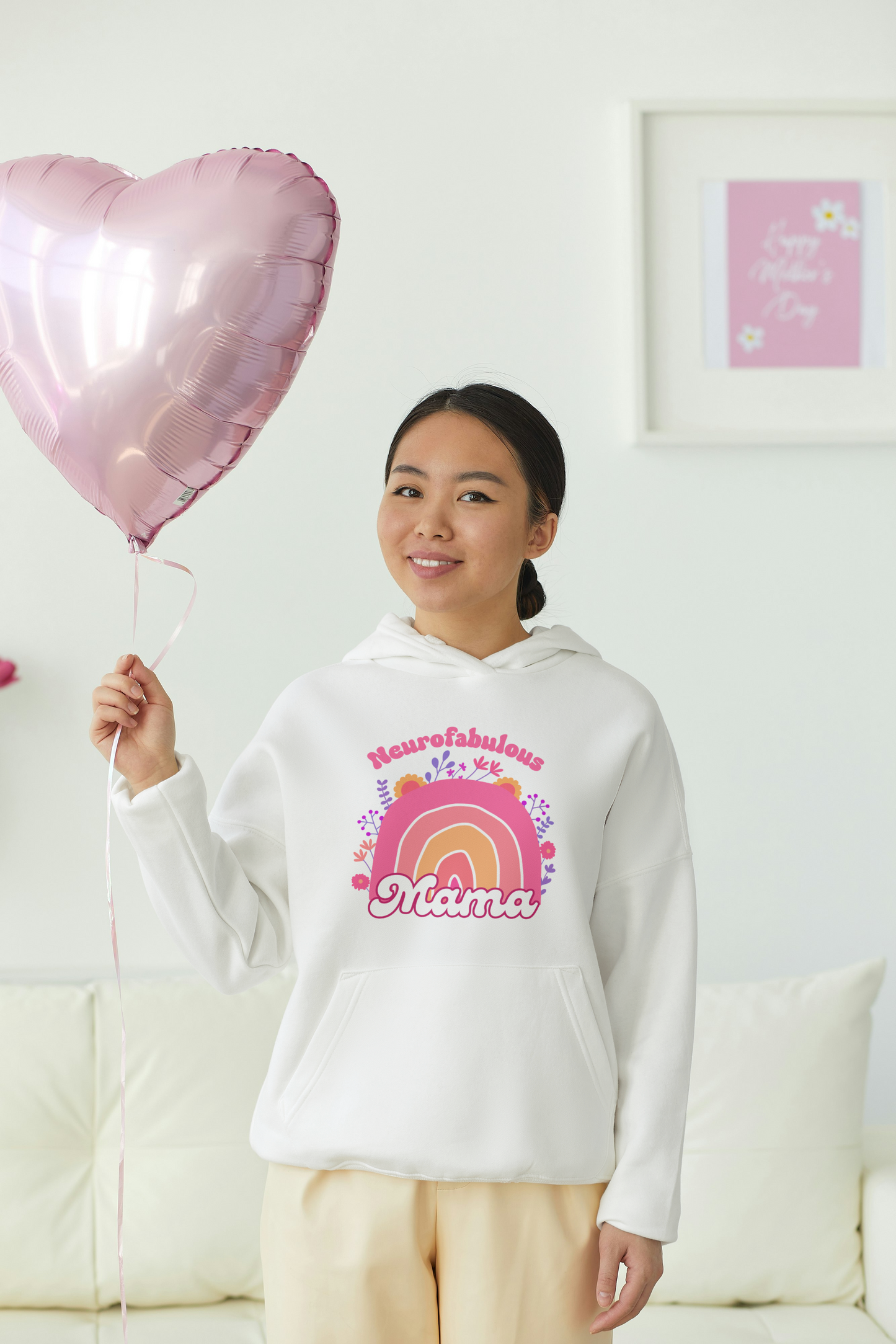 Neurofabulous Mama – Boho Rainbow, Colourful Illustration Hoodie