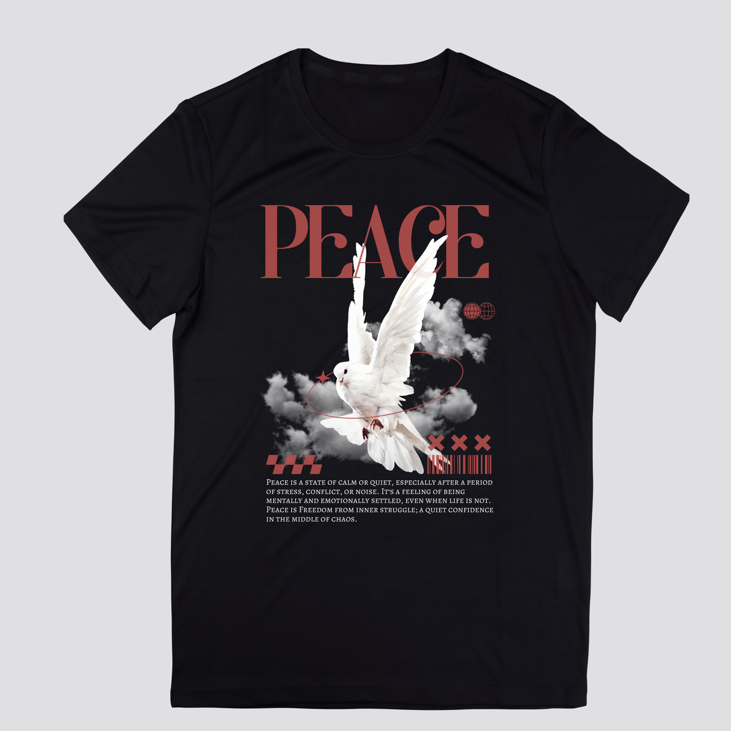 peace dove modern art graphic mens mental health tshirt