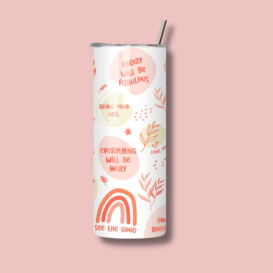 Boho Vibes – 20oz Skinny Tumbler | Daily Mental Health Affirmations