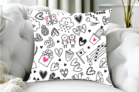 40x40cm Cute Love Doodle Cushion Cover