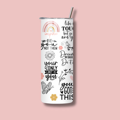Self-Care Queen – 20oz Skinny Tumbler | Mental Health & Affirmations Gift