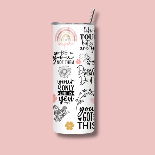 Self-Care Queen – 20oz Skinny Tumbler | Mental Health & Affirmations Gift