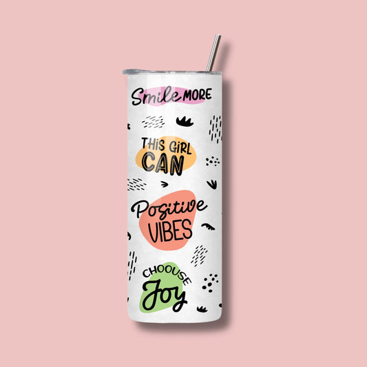 This Girl Can – 20oz Skinny Tumbler with Empowering Affirmations