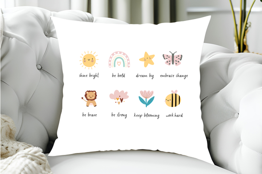 40x40cm Boho Affirmations  - Cute Pastel Self-Care Cushion Cover