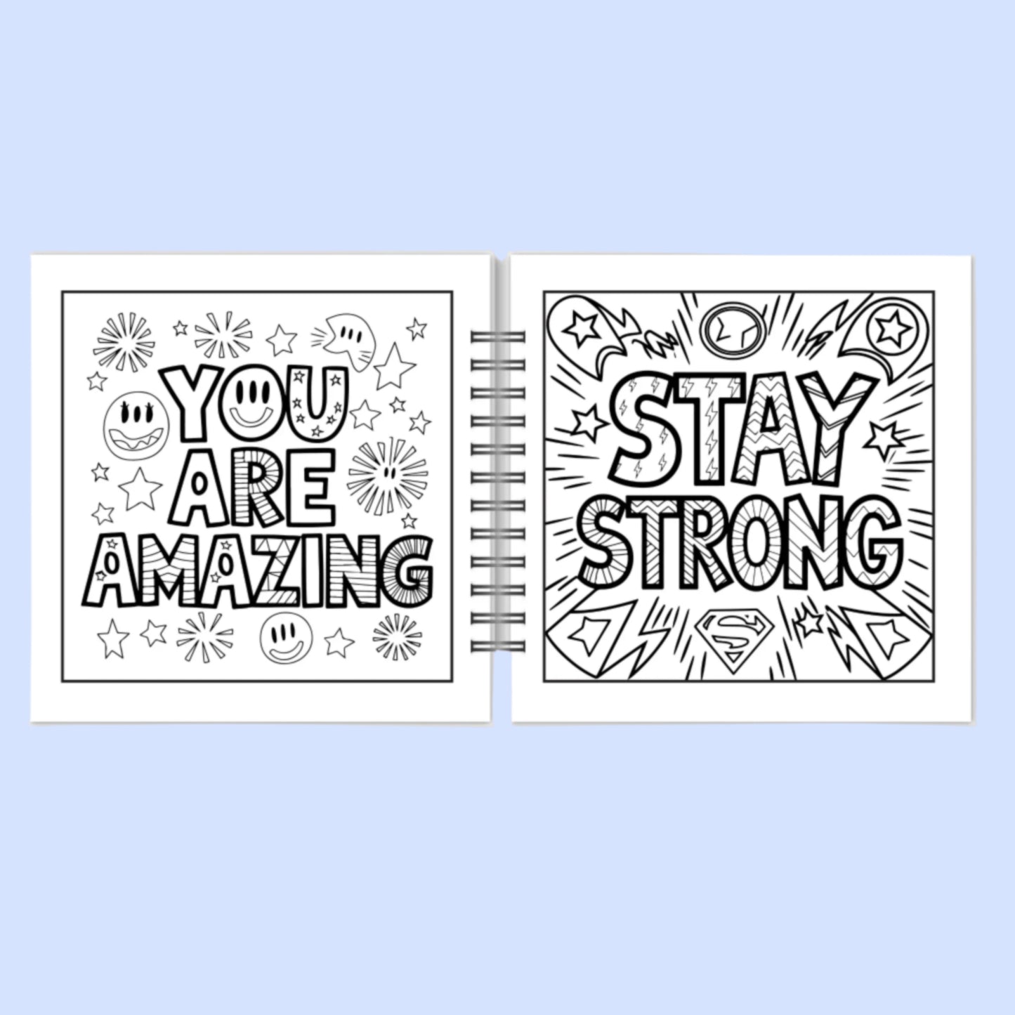 Motivational Word – Cute, Pocket-Sized, Mini Mental Health Coloring Book (8.5 x 8.5 inches)