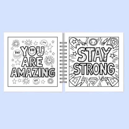 Motivational Word – Cute, Pocket-Sized, Mini Mental Health Coloring Book (8.5 x 8.5 inches)