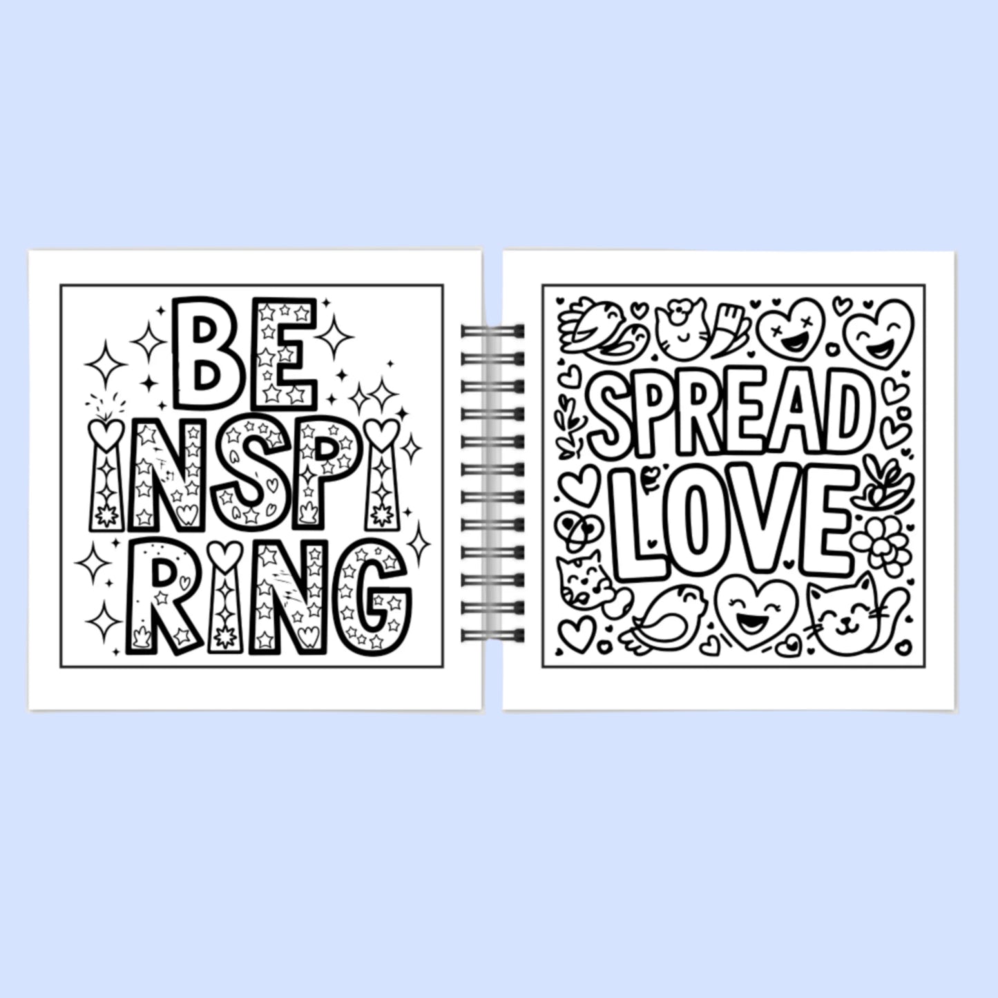 Motivational Word – Cute, Pocket-Sized, Mini Mental Health Coloring Book (8.5 x 8.5 inches)