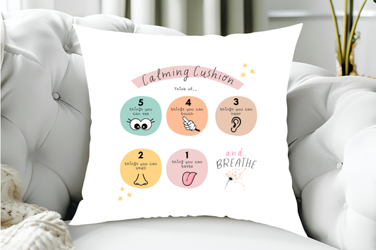40x40cm Calming Cushion Cover - Cute Pastel, Calming Techniques - Mental Health / Anxiety Support tool