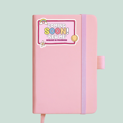Coming soon NEW me sticker mockup for notebooks or journalling