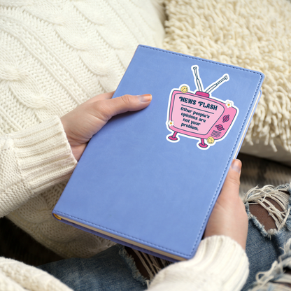 NEWS FLASH other people's opinions are not your problem retro tv sticker notebook mockup