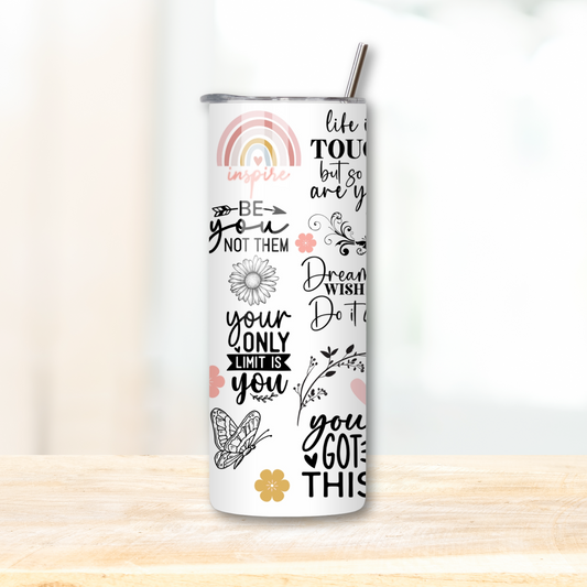 boho pastel affirmations mental health support 20oz skinny tumbler