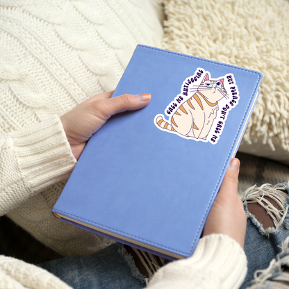 call me antisocial groovy funny cat sticker notebook mockup