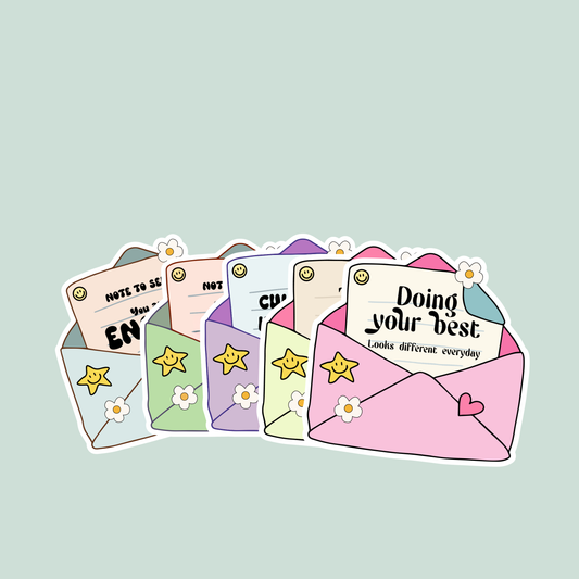 cute retro reminder envelope sticker pack of 5