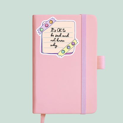 it's okay sticker cute retro colourful for notebook mockup