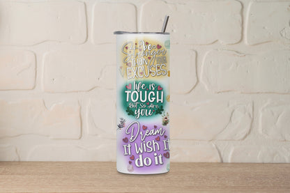 Summer Vibes – Colourful Self-Care Affirmations 20oz Skinny Tumbler